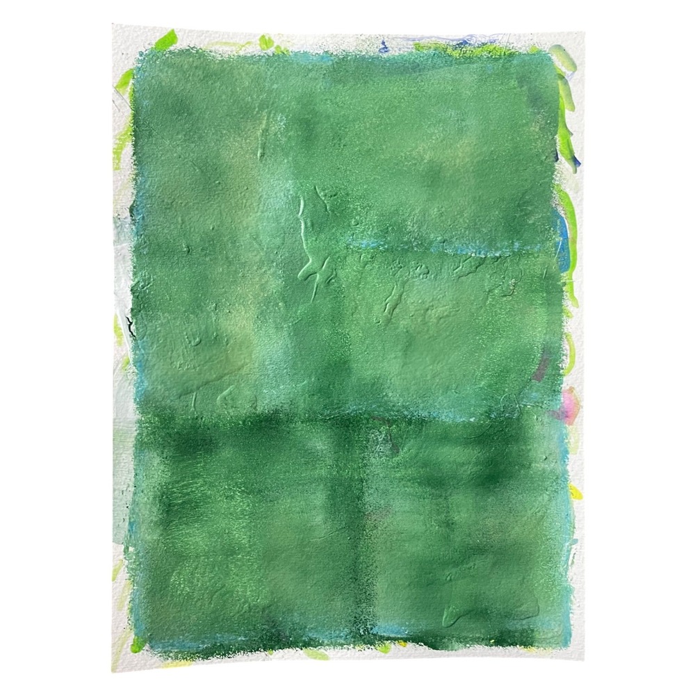 Original Abstract Textured Mixed Media Painting Green Tones 9x12 Wall Art